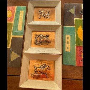 Vintage copper framed pictures (3) 8 1/4 x 6 3/4 in